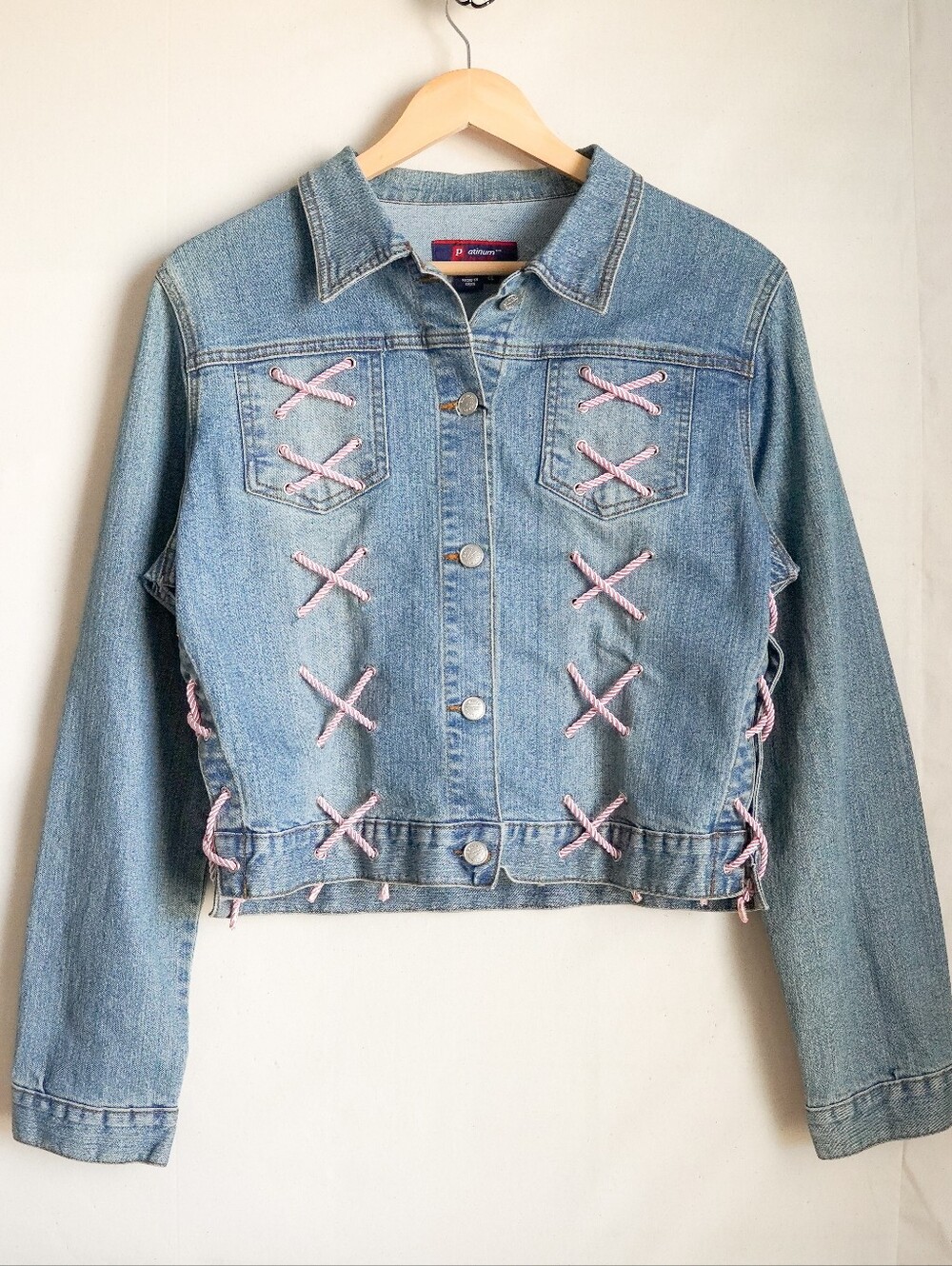 Platinum Plush cropped denim jacket size XL